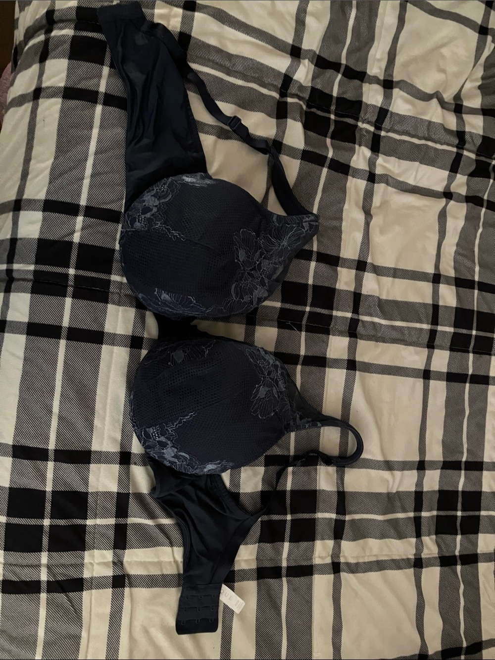 Cacique Navy Floral Lace Underwire Bra